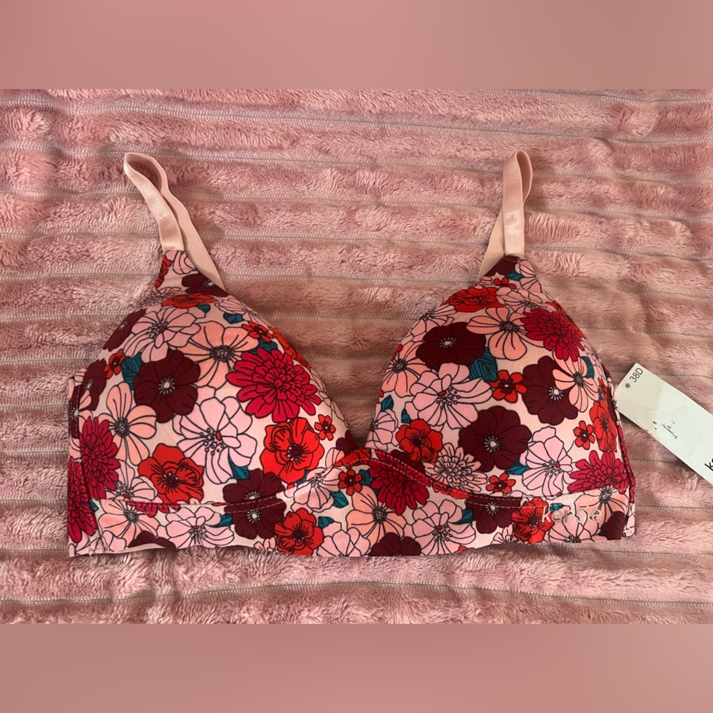 Kensie Vibrant Floral Bra in Pink and Red